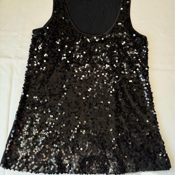Express Black Sequin Tank Top - Picture 1 of 6